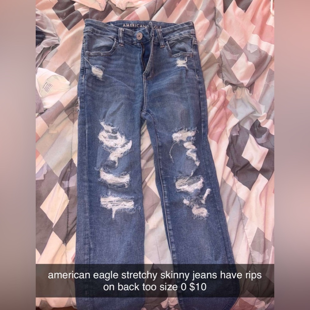 American Eagle Outfitters Ripped Blue Skinny Jeans
